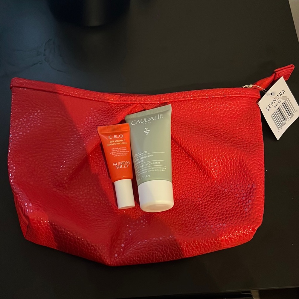 Sephora New Makeup Bag Sunday Riley Caudalie Cleanser